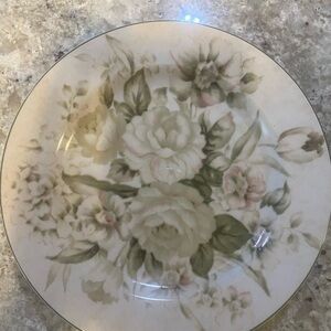 PTS International Interiors Antique RoseGreen Pink Stoneware Plate 8 & 1/4”